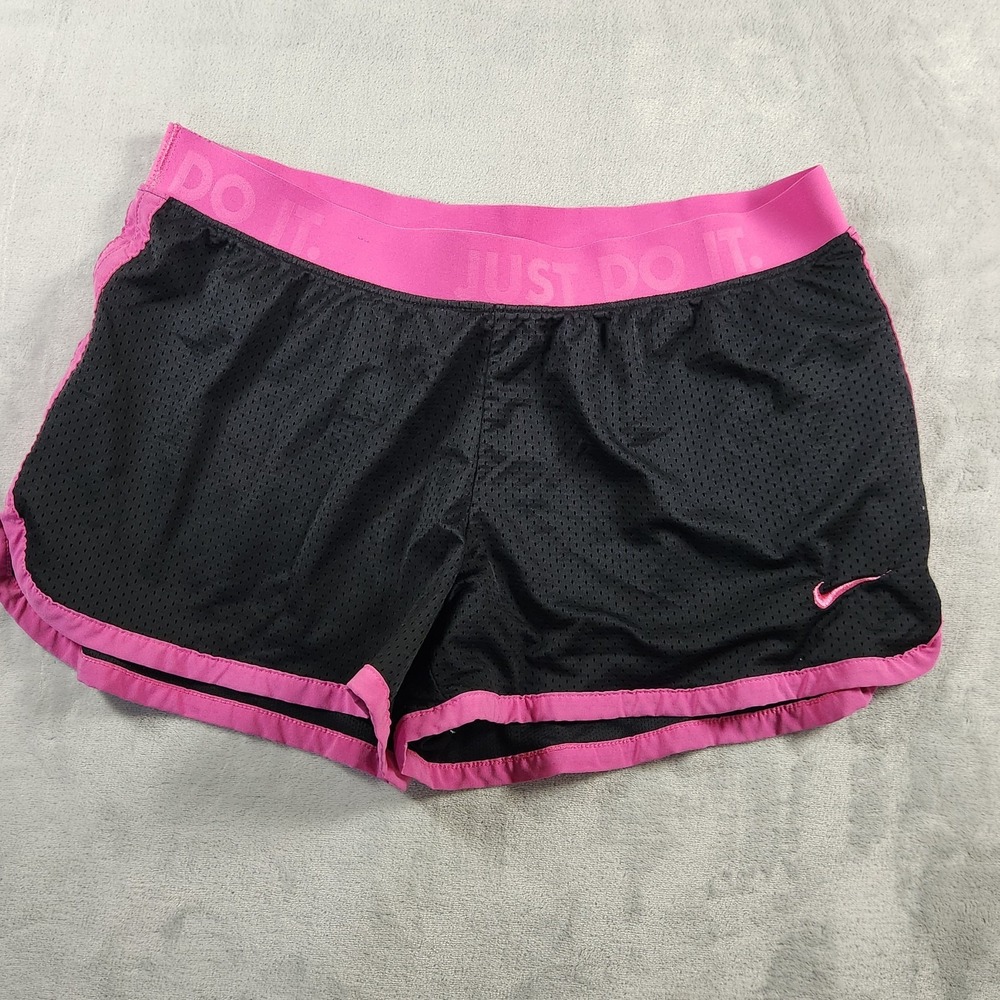 Nike Dri-Fit Icon Mesh Running 3" Shorts Womens L Black Gym Athletic Just Do It